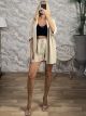 Viscose Casual Kimono Shorts Set/Beige