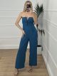 Bow Strapless Jumpsuit/Petrol