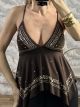 Boho Gold Asymmetrical Top/Chocolat