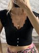 Embroidered Knitted Top-1583/Black