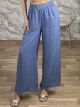 Cotton Highwaist StrassBuckle Pants-465/Raf Blue