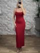 Elastic Ribbed Maxi Dress-5407/Red