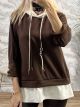 Double Color Hood Sweatshirt-17012/Chocolat