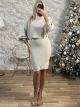 Knitted Braids Dress Set-8125/Ecru