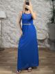 TopLace & Strassed Belt Maxi Dress/Navy Blue