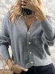 Golden Buttons Cardigan-14612/Grey