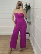 Bow Strapless Jumpsuit/Magenta