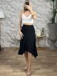 Ruffle Mono Bow Midi Skirt-3650/Black