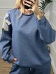 Viscose Lace Flower Sweatshirt/Denim Blue