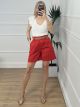 Cotton Paperbag Shorts/Red