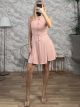 Crep Closs Buttons Dress/Pink