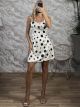 Big&Small Polka Dot Satin Midi Dress-8032/White