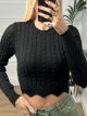 Knitted Braids Crop Top/Black