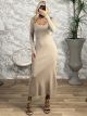 Maxi Rip Knitted Dress/Beige
