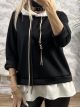 Double Color Hood Sweatshirt-17012/Black