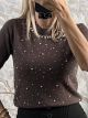 Knit Strass Sweater-82057/Chocolat
