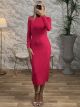 Knitted Textured Midi Dress/Fux