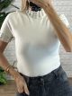 Rhinestones Shortsleeves Sweater/White