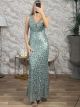 Sequinned Sleeveless Maxi Dress/Mint