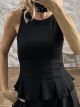 Crep Peplum Top-48019/Black