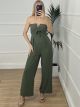 Bow Strapless Jumpsuit/Khaki