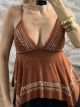 Boho Gold Asymmetrical Top/Ecai