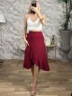 Ruffle Mono Bow Midi Skirt-3650/Burgundy