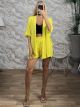 Viscose Casual Kimono Shorts Set/Yellow