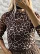 Tulle C-Through Sleeves & Back Top/Chocolat