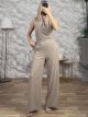 Sleeveless KnotNeck Jumpsuit/Beige
