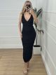 Elastic Ribbed Cups Dress/Black