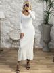 Maxi Rip Knitted Dress/White