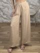 Cotton Highwaist StrassBuckle Pants-465/Beige