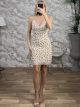 Polka Dot Lace OpenBack Mini Dress-14738/Ecru