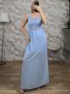 TopLace & Strassed Belt Maxi Dress/Ciel