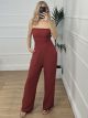 Wasp Nest Strapless Jumpsuit/Burgundy