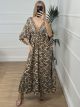 Silk Dress-21-9/Brown