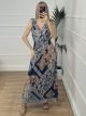 Elastic Linear Dress/Navy Blue