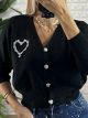 Heart Cropped Cardigan/Black