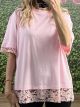 Lace Openback T-Shirt/Pink