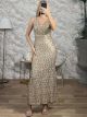 Sequinned Sleeveless Maxi Dress/Gold