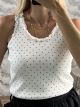 Polka Dot & Lace Rip Top-18728/White