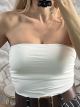 Elastic Strapless Top-12791/White