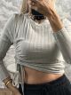 Frill Knitted Crop Top/Beige