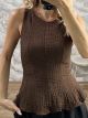 Crep Peplum Top-48019/Chocolat