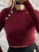 GoldenButtons Knitted Crop Top/Burgundy