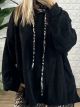 Leopard Hood Cord Sweatshirt-19652/Black