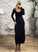 Maxi Rip Knitted Dress/Black