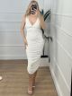 Elastic Ribbed Cups Dress/White