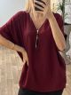 Zipper Plus Top/Burgundy